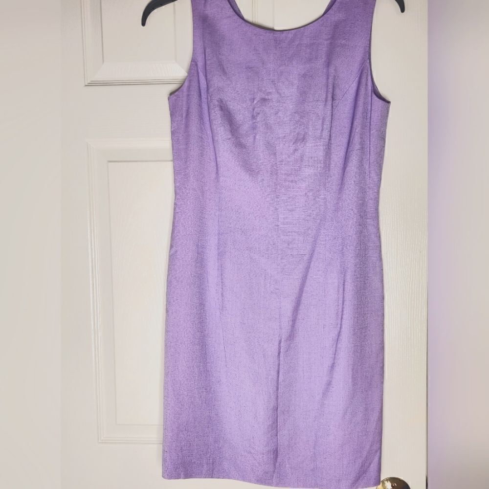 Preview 10 Lilac Slvless Lined LINEN Blend Zipper Women's Knee-length Dress